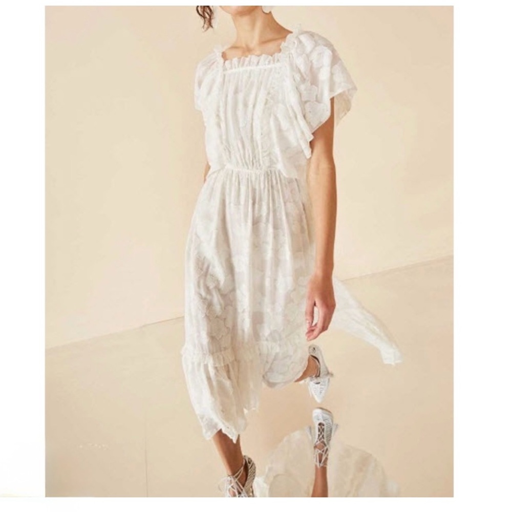 Ulla Johnson Mildred Floral Fil Coupé Ruffled Silk-Cotton Dress